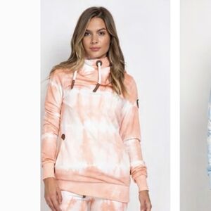 Wanakome Artemis Hoodie Sweatshirt. Medium M Orange (Peach) White Tie Dye